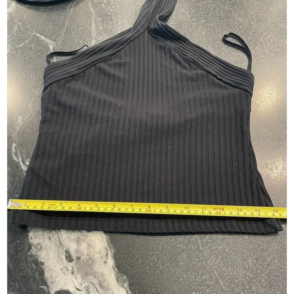 Anthropologie black knit ribbed  halter top Medium - Picture 8 of 9